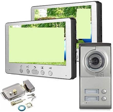 de videoportero para Apartamentos de 1 a 2 Unidades, Monitor de 7 Pulgadas, videoportero de aleación de Aluminio, cámara infrarroja para 1 a 2 viviendas, Timbre con Video.