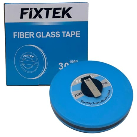 FIXTEK 30m Fiberglass Measuring Tape Durable 12.5mm Wide Long Tape Measure, Gauge Ruler for Surveyors, Engineers, Construction & DIY Projects