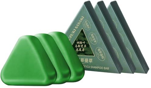 Lot de 3 savons pour cheveux triangulaires - Savon vert pour les types de cheveux - Salon quotidien, voyage, maison, salle de bain