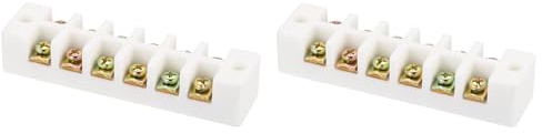 QUARKZMAN 2 Pcs Borniers en Céramique 6 Voies, 30A 110V-600V Connecteurs Électriques en Porcelaine Résistants à Conducteurs en Laiton 98x24x20 mm pour Fils et Câbles Électriques