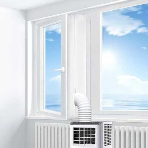 Air Conditioner Window Seal, 300cm Air Conditioning Window Seal Kit for Portable AC Units & Tumble Dryers, AirCon Window Seal Kit with Zip Closure