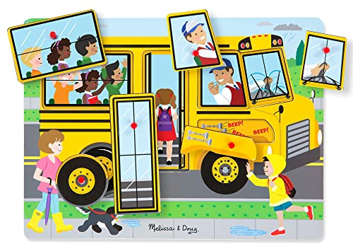 Melissa & Doug 10739 The Wheels Age 2+ on the Bus Sound Puzzle | Puzzles | Wood | 2+ | Gift for Boy or Girl, Multicolor, 17.145 cm*31.115 cm*23.495 cm