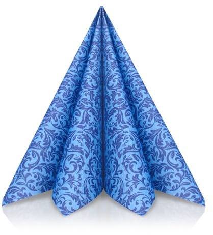 GRUBly® Servietten BLAU, Stoffähnlich [50 Stück], Hochwertige Blaue Servietten, Tischdekoration für Hochzeit, Geburtstag, Feiern, Taufe, Kommunion, Konfirmation, 40x40cm, AIRLAID QUALITÄT