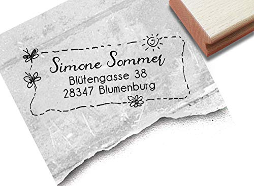 Stempel Individueller Adressstempel LIBELLEN Sonne - Familienstempel Kinderstempel personalisiert Name Adresse, Geschenk für Kinder - zAcheR-fineT