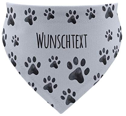 printplanet® - Hundehalstuch mit Name oder Text - Halstuch für Hunde - Layout Pfotenmuster - Größe M