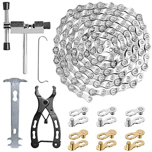 WeeGoo Bike Chain, Multi Function Bike Mechanic Repair Kit Bicycle Chain and 6/7/8 Speed Chains, 1/2x3/32 Inch Links Bikes Chains for Road Mountain Racing Cycling