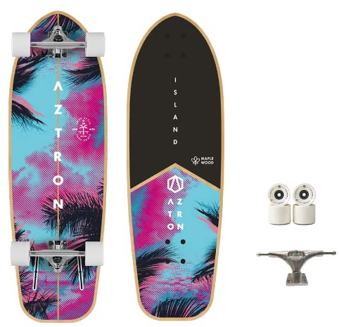 Aztron Surfskate Island 30 Skateboard Shortboard 76x24 cm, Schwarz, S
