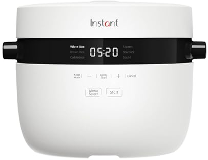 Instant Pots - Cuociriso e vaporiera, 2.8 L (12 tazze) - Con pentola antiaderente lavabile in lavastoviglie, cestello per la cottura a vapore in acciaio inossidabile, misurino, cucchiaio per il riso