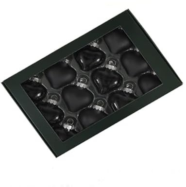 12 STK Glasherzen 4cm schwarz Glaskugeln o1624 Deko Weihnachten Herzen Herzform Weihnachtskugeln Weihnachtsdeko Christbaumschmuck Gesteckdeko