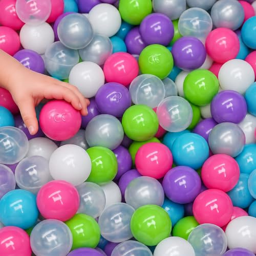 LittleTom Piscine à Balles 5,5 cm Lot de 350 Pièces en Plastique pour Enfant et Bébé - Boules Souples Colorées pour Aire de Jeu Interieure et Bassin Récréatif Domestique Amusant - Salle Maison