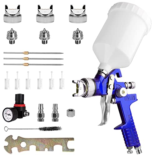 Pistola a spruzzo ad alta polverizzazione HVLP, pistola a spruzzo per verniciatura da 600 ml con 3 pistole da 1,4 mm 1,7 mm 2,0 mm