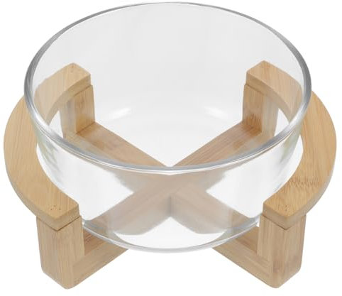 SHERCHPRY 1 Satz Schüssel Holzbesteck Holzsockel Mischen Schalen Glasschalen Flach Glasschale XXL Suppe Schalen Cocktailschale Eisbecher Gemüsespaghetti Bonbonschale Lebensmittel