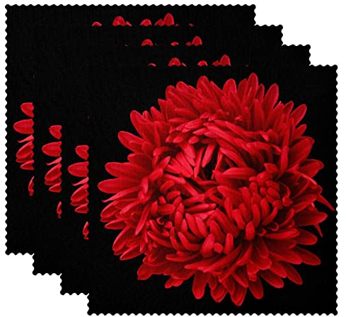 Tischsets, langlebige Tischsets für den Esstisch, waschbare Küchen-Tischsets,Rote Chrysanthemen Blumen Kunst modern
