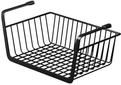 BohrenCL Cesta colgante de estante, cesta extraíble para estantería, cesta de almacenamiento inferior, cesta colgante de metal para oficinas, cocinas, frigoríficos, baños, armarios