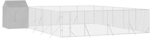 vidaXL Hundgård med tak silver 10x10x2,5 m galvaniserat stål, hundbur, hundinhägnad, lekhage för hundar, hundburar, djurinhägnad, lekhagar för hundar