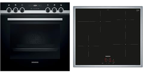 Siemens EQ522IA00 iQ500 Herd-Glaskeramik-Kochfeld-Kombination herdgesteuert, 59,4 cm breit, granit Glanz-Emaille - einfache Reinigung, cookControl10 - Automatikprogramme