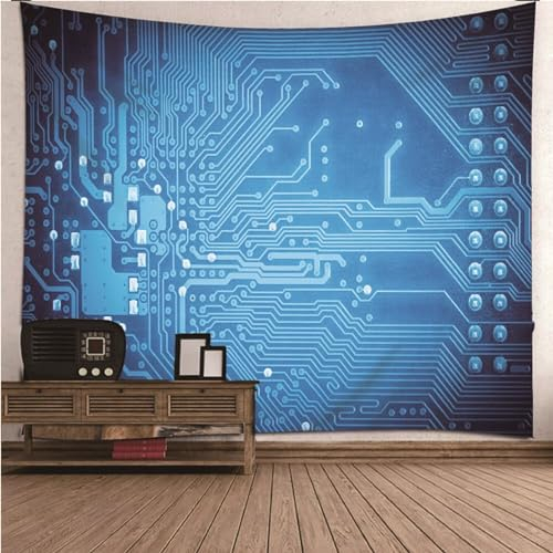 Aotiwe Boho Wandteppich, Tapisserie Lustig Chip Blau Wandtuch aus Polyester Boho Wanddeko 350x256cm