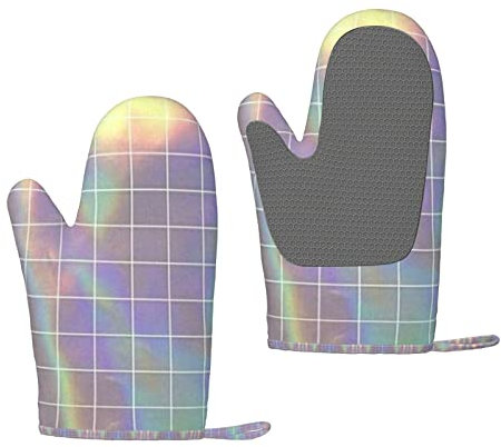 Reflektierende quadratische Silikon-Ofenhandschuhe – hitzebeständige Grillhandschuhe mit Fingern, wasserdicht, rutschfest, Ofenhandschuhe, Küche, Kochen, Handschuhe zum Backen, Grillen, Grillen