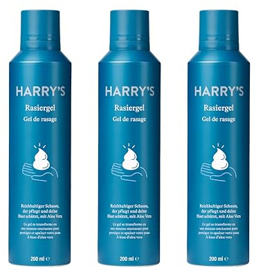 Harry's Schäumendes Rasiergel - Rasiergel mit Aloe Vera angereichterter Formel - 3er-Pack (200ml), Rasiergel, Schaum zum rasieren