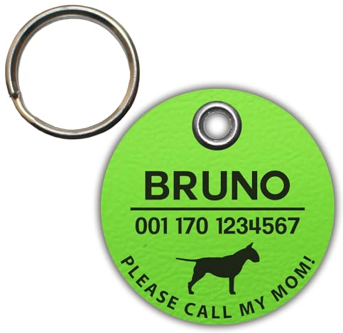 Dog Tag/HUNDEMARKE - aus Biothane - grün (apfelgrün) - v2 (Hund) - rund - Ø 3,4 cm