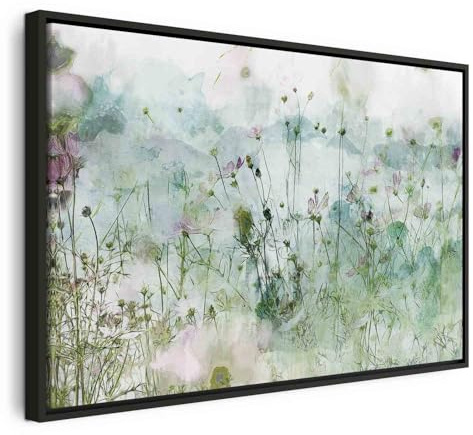 B&D XXL - Leinwandbild Botanik bunt gemalt, 120x80 cm, Schlafzimmer, modern | Hochwertige Leinwand, sofort aufhängbar, ideal fürs Wohn- oder Schlafzimmer, wasserfest und lichtecht, langlebig, stilvoll