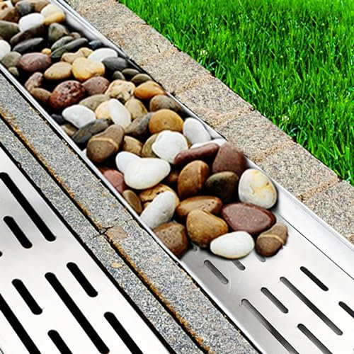 Ablaufgitter Abflussgitter Sturmentwässerungsgraben/Dachrinnenabdeckung, Edelstahl-Grabengitter für Abwasserkanal/Gehweg/Hof, kommerzielles Fallrohr-Umleitungssystem mit Ersatzkieseldeckel ( Color : 3