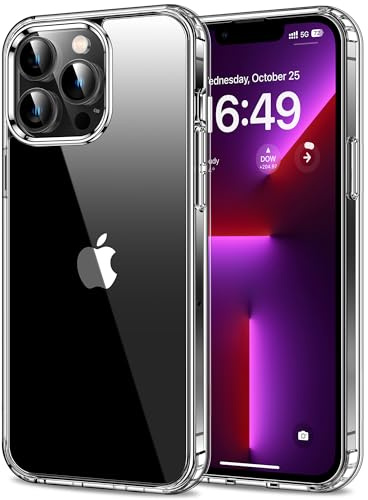 HOOMIL Hülle für iPhone 13 Pro Max, Anti-Vergilbung, Transparent | Stoßschutz, Durchsichtige Kratzfeste Harte Rückseite, Unterstützt Kabelloses Laden