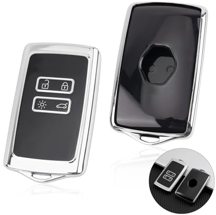 BIXUAN Autoschlüssel Hülle Abdeckung Kompatibel mit Renault Clio 4 2013-2019 Clio 5 Zoe Captur 2 Arkana 2020-2024 Kadjar Megane 4 Austral Jogger 4 Tasten TPU Schlüsselanhänger Zubehör Original Silber