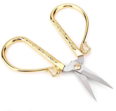 Edelstahlstich, Vintage-Nähschere, Nähschere, Bastelschere, Schere mit Breitem Griff, Schere, Vintage-Nähschere, Stickwerkzeug (GOLD)