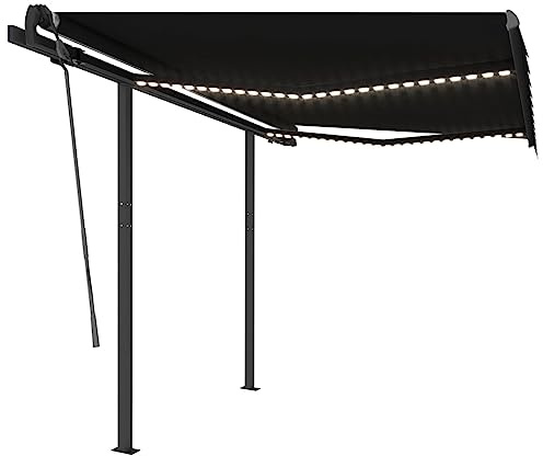 Store de balcon, de terrasse, de jardin, à bras articulés, rétractable, avec LED, 3,5 x 2,5 m, anthracite, pour terrasse