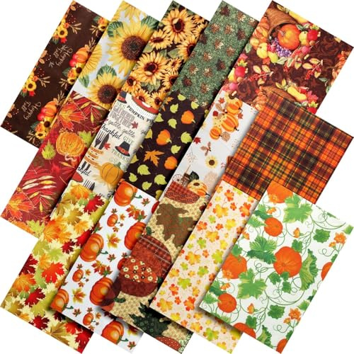 Dekaim 70 piezas de tela de patchwork, 25,25 cm, tela impresa, parche cuadrado impreso de algodón, utilizado para manualidades (combinación de tela de Acción de Gracias)