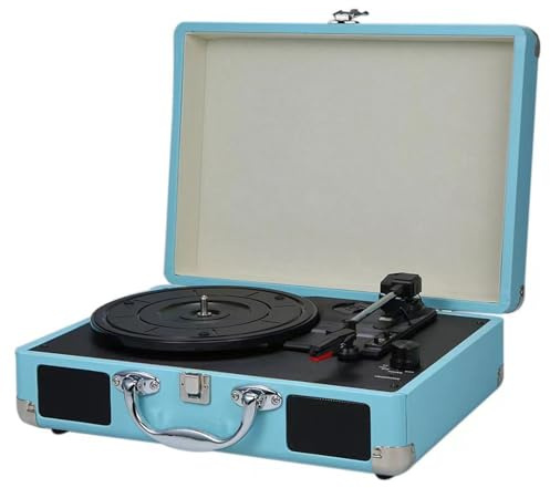 Hlixzoy Grammofono, Giradischi in Vinile fonografo Portatile Vintage, Giradischi Vintage a 3 velocità Giradischi Lp Giradischi Mobile Musica Riproduzione Valigia Design,B
