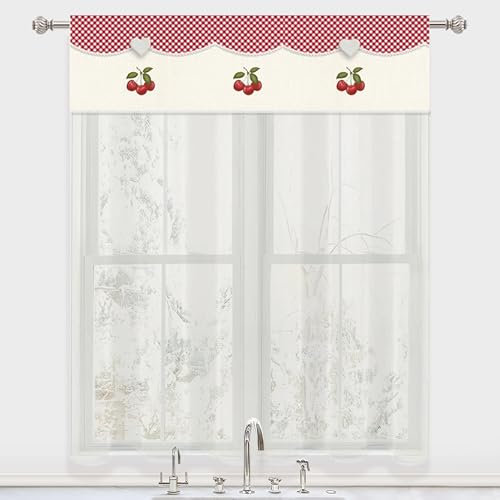 DALINA Textil - Cortina para Cocina Translucida 100x150cm - Visillo para Ventana un Panel - Cortina Media Altura 100% Poliéster de Gasa Fina, Decoración de Cocina