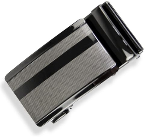 Glamexx24 bältesspänne män bälte ersättningsspänne spärrhake automatiskt bältesspänne bälte tillbehör lämplig för bredd 35 mm bälte, Silver med svarta ränder, En Storlek