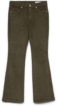 VERO MODA VMFLASH Jean évasé Taille mi-Haute pour Femme, Marron, 31W / 32L