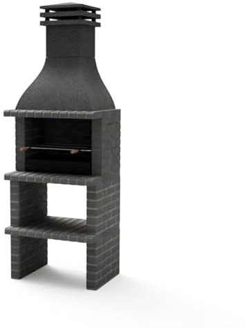 MOVELAR - Barbacoa de Obra Prefabricada para Leña y Carbón Modelo TAOS PLUS (Gris oscuro - 76 x 58 x 214 cm) REF: M01141 - Uso en Exteriores