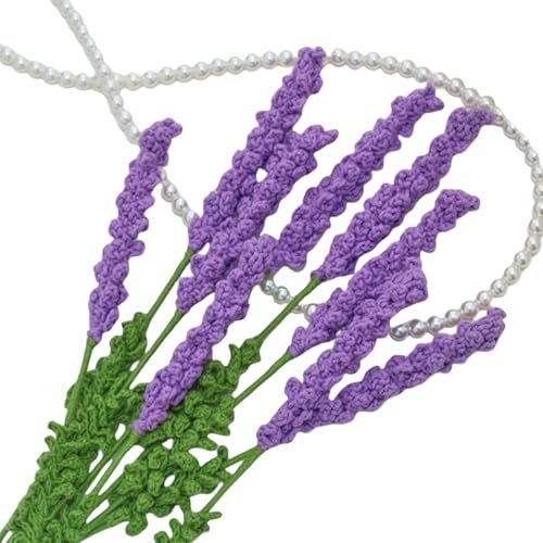 HSTWODE 4 Stück gewebte Lavendelblüten 41cm ，Mauve und dunkel lila gewebtes künstliches Lavendel ，Day Graduation Geschenk, Hochzeitsstrauß (Dunkelviolett)