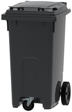 ESE France Conteneur Poubelle à déchets 3 roues - 240L - Robuste et Professionnel - 100% Recyclé - Gris - Fabriqué en France