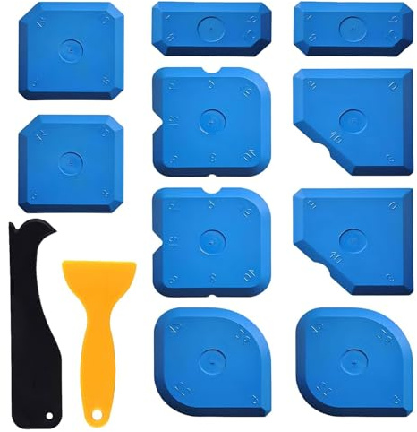 12 Pieces of Silicone Tool, Silicone Smoothing Tool Kit, Reusable Caulking Tool for Kitchen Bathroom Tile Floor Caulk Smoothing and Removal, With Shovel and Scraper Hook (Blue)
