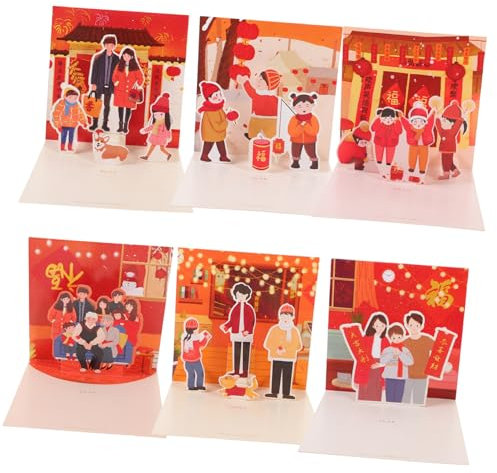 DOITOOL 6stücke Neujahrskarte Zum Thema Neujahr Dekorative Grußkarte Für Party Neujahrsgeschenk Aus Feinem Papier Für Freunde Und Familie