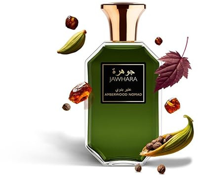 Jawhara Collection Amberwood Nomad Unisex Eau de Parfum, Ambery Fougère Fragrance, With Cardamom, Leather Accord & Labdanum, 100ml