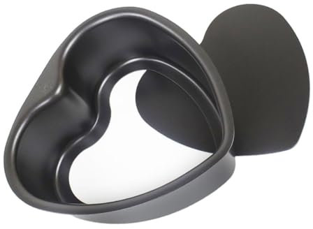 EXHUMKY Tortiera a Forma Di Cuore in Alluminio Anodizzato Fondo Rimovibile, Teglia Antiaderente Per Dolci Fatta in Casa, Piccola Tortiera Versatile Per Uso Domestico e Festivo