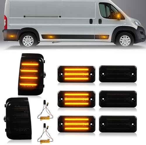 OZ-LAMPE Seitenmarkierungsleuchte Anzug für Ducato Citroen Relay | Blinker Seitenblinker für PEUGEOT BOXER, Canbus Fehlerfrei, Fahrtrichtungsanzeiger Spiegelblinker, Schwarz, 8 Stück