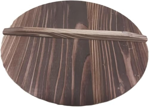 VG Authentic Sealed Wooden Lid For 14 inch (32-34cm) Wok Frying Pan Cover Carbonised Finish Universal Pot Pan Lid Maintain even cooking temperatures embark on new culinary adventures with your wok.
