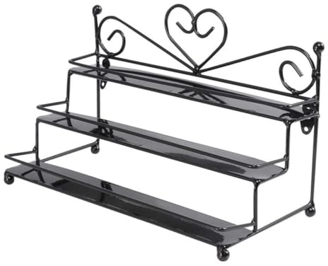 Gogogmee Expositor de Esmalte de Uñas de Hierro Vintage de Estante Multiusos para Cosméticos Organizador Compacto y Resistente para Pared o Mesa Color Negro