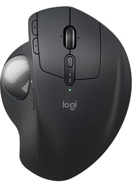 Logitech MX Ergo S Advanced Wireless Trackball Mouse, USB-C Rechargeable Wireless Ergonomic Mouse with Bluetooth and Encrypted Dongle, 6 Programmable Buttons, for PC/Mac - Graphite (Renewed)