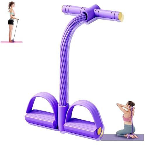Corde De Tension Multifonction, Bande De Resistance Musculation, éLastique Sport, Tout-en-Un 8tubes avec PéDale De Traction pour Chevilles, Kit Pilates Maison, pour Yoga,Fitness,Musculation