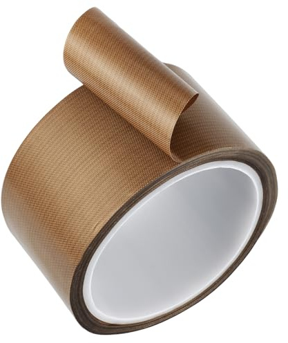 Teflonband 50mm x 10m,Hochtemperaturband Hitzebeständiges Klebeband PTFE | Glasgewebeband Hitzebeständig für Vakuumiermaschine Impulsversiegeler bis 300°C - 0,18 mm Dicke