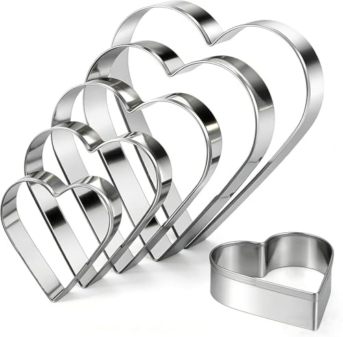 Flankor Heart Cookie Cutter Set - 5Pcs Stainless Steel Biscuit Cutters Heart Shaped Mold for Valentines Day Party Decorations Supplies