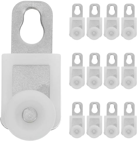 DOITOOL Lot de 50 roulettes pour Tringle à Rideaux : Crochets et Clips de Fixation pour Tringle à Rideaux de Plafond, Patins en Plastique Blancs pour fenêtre de Douche